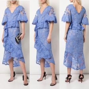 Marchesa Periwinkle Blue Lace Midi Dress